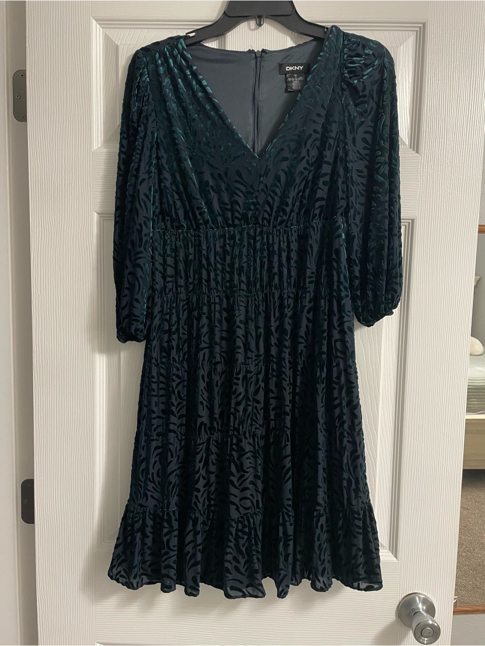 Dkny | Dresses | Dkny Emerald Green Velvet Vneck Dress